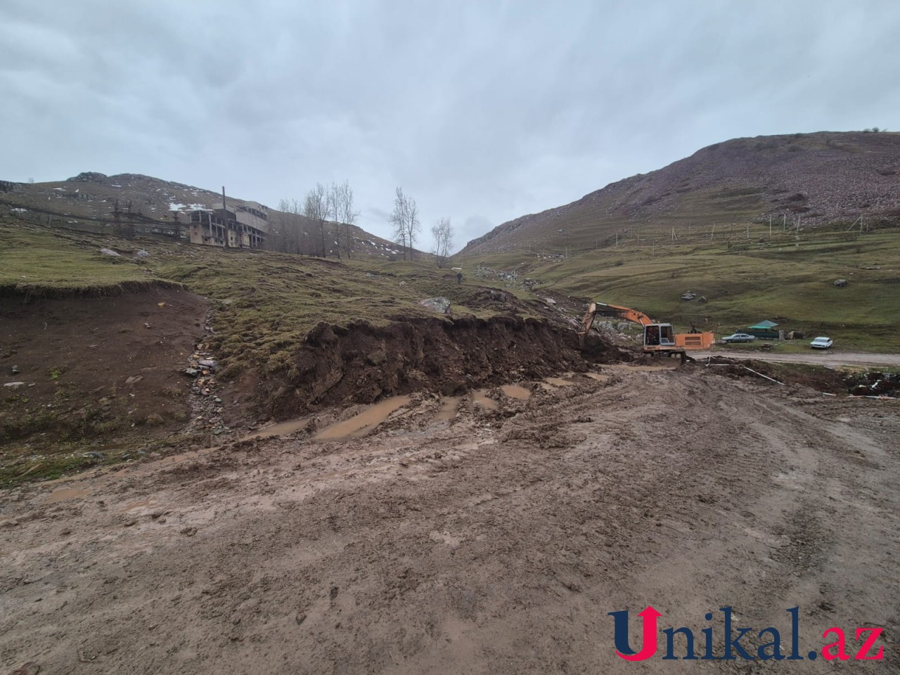Güclü yağış Daşkəsəndə ciddi fəsadlar törədib - FOTOLAR